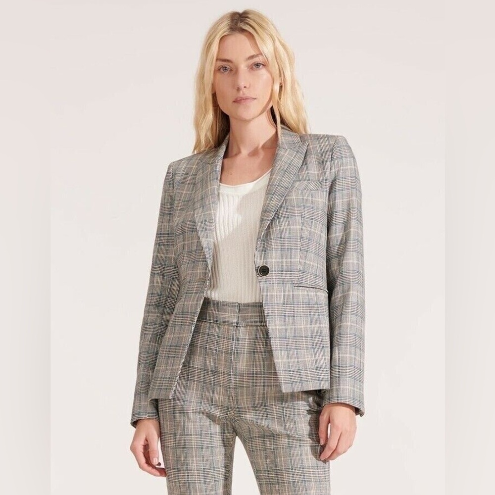 Veronica Beard Plaid Blazer in Grey and Cream
